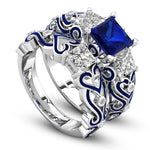Love Hearts Sapphire Ring - 925 Sterling SilverRing