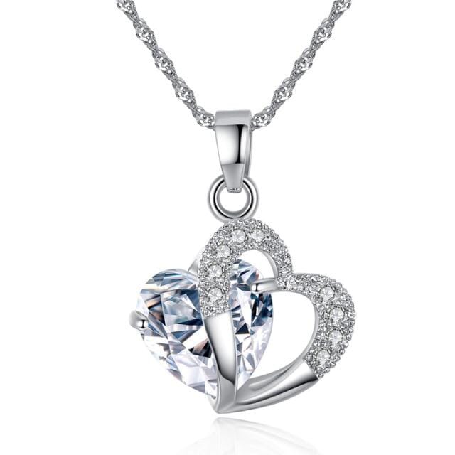Heart Crystal Amethyst Pendant NecklaceNecklaceClear Quartz