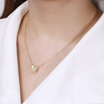 Butterfly White Fire Opal Gold Necklace - 925 Sterling SilverNecklace