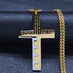 WWJD Cross Christian Prayer Necklace - ( Stainless Steel Gold )Necklace