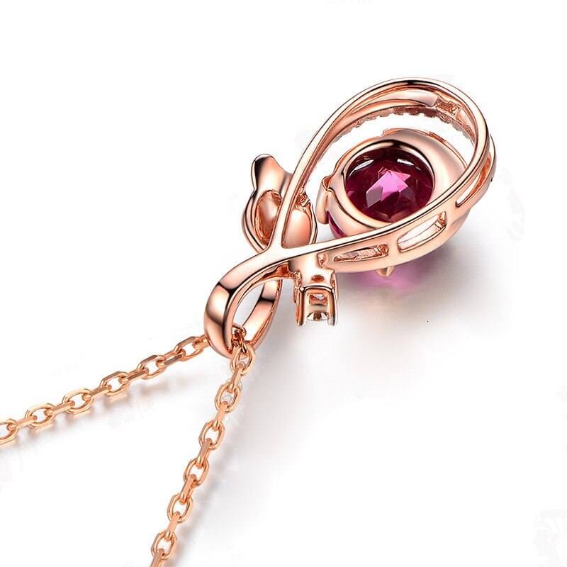 Trendy Rose Quartz Gemstone Leaf Shape Pendant Necklace - 925 Sterling SilverNecklace