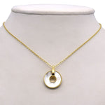Round White Shell Stainless Steel Link Chain Pendant NecklaceNecklace