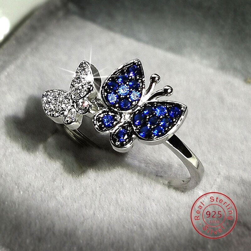 Luxury Shine Butterfly Sapphire Crystal Ring - 925 Sterling SilverRing