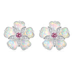 Cherry Blossom Opal Stud EarringsEarringsWhite Fire Opal/Rose Quartz