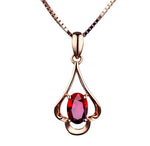 Retro Oval Shaped Ruby and Sapphire Gemstone Pendant NecklaceNecklace