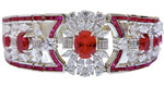 Vintage Ruby Diamond 925 Sterling Silver Bangle BraceletBracelet