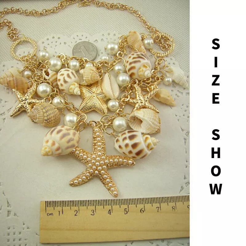 Sweet Fashion Puka Shell Starfish Simulated Pearl NecklaceNecklace