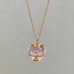 Cute Pink Lucky Cat Pendant Necklace - 925 Sterling SilverNecklace