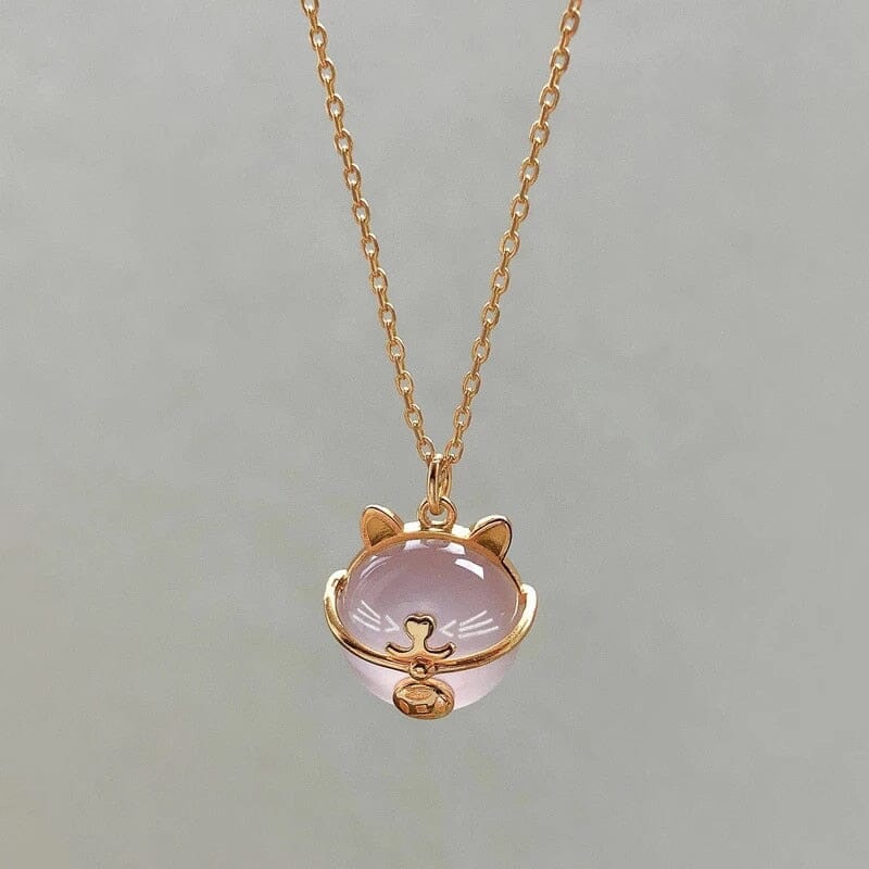 Cute Pink Lucky Cat Pendant Necklace - 925 Sterling SilverNecklace
