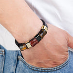 Tiger's Eye Stone Chakra Leather BraceletBracelet