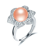 Cultured Pearl Diamond Resizable Silver RingRingPinkResizable