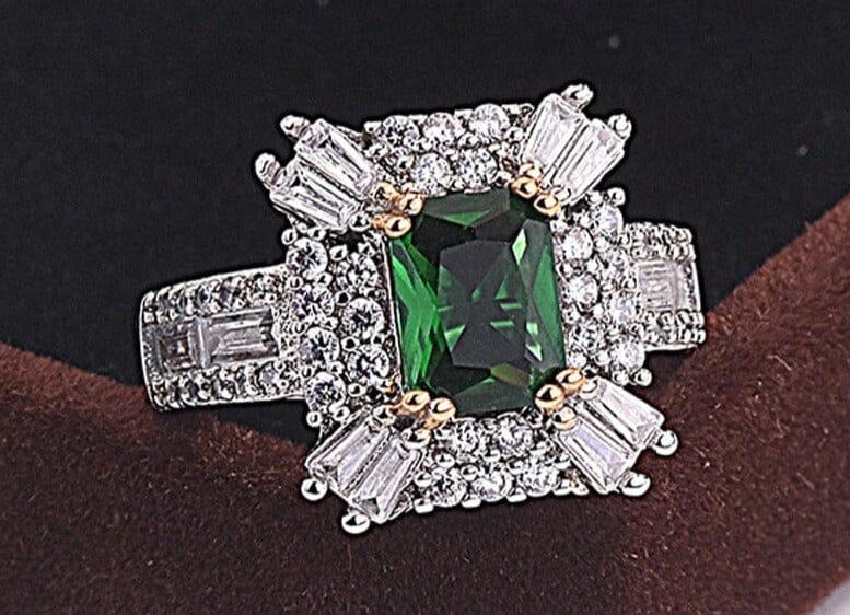 Starburst Emerald Zircon Silver RingRing6