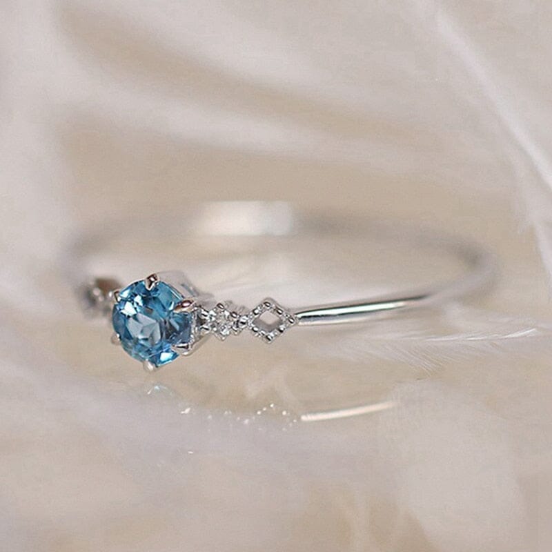 Cute Feminine Natural Aquamarine Ring