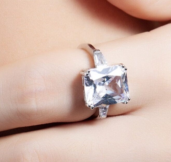 Square Diamond Silver RingRing