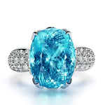 Pretty Girl Luxury Oval Sky Blue Aquamarine Zircon Ring