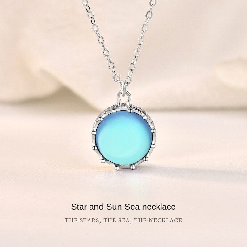 Star Sea Fashion Design Moonstone Pendant Necklace