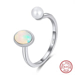 Fashionable Natural Opal Freshwater Pearl Ring - 925 Sterling SilverResizableGMR02-P