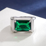 Sapphire Emerald Gemstone Rectangle Shape Open RingRing