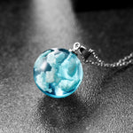 Chic Transparent Resin Round Ball Blue Sky White Cloud Chain Necklace