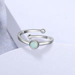 Teenage White Opal Stone Adjustable Ring - 100% 925 Sterling SilverResizable