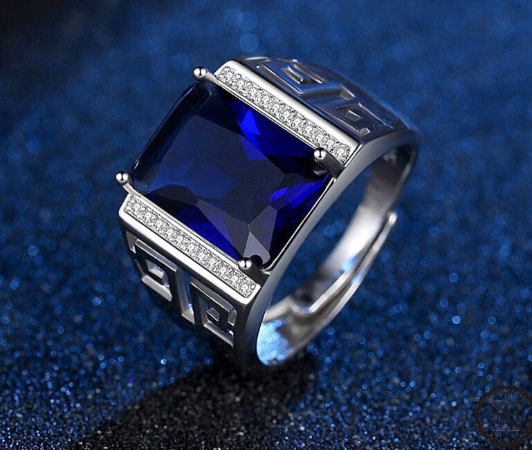 Square Sapphire Resizable Silver RingRing