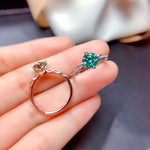 Luxury 1 Carat Silver/Rose Gold Color Created Blue Green Moissanite Stone Resizable Ring