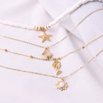 Soft Ceramic Starfish Puka Shell Pendant Multilayer NecklaceNecklace