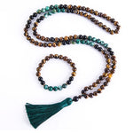 Tiger Eye and African Black Onyx Japamala Bracelet and Necklace SetJewelry Set