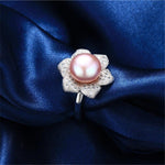 Cultured Pearl Diamond Resizable Silver RingRing