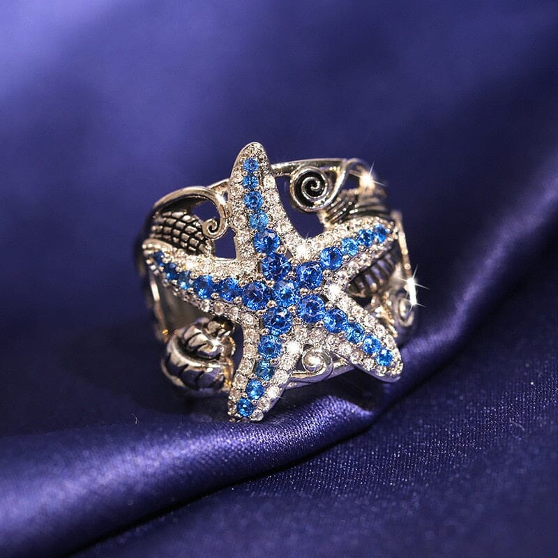 Sapphire Starfish Silver RingRing6