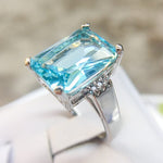 Luxury Created Aquamarine Gemstone Ring