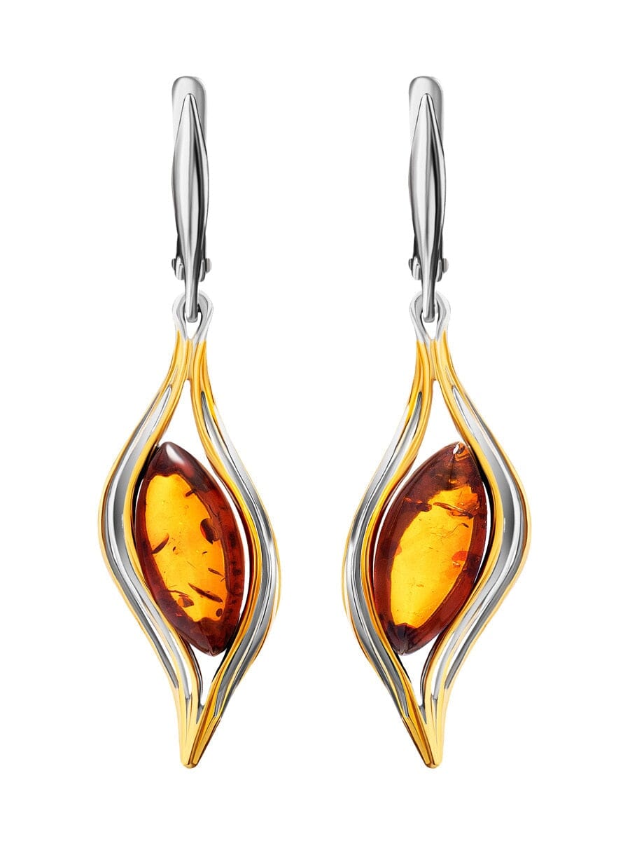 Amber Leaf Design Retro EarringsEarrings