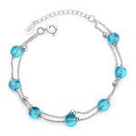 Fine Round Aquamarine Silver BraceletBracelet