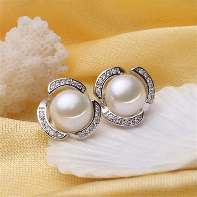Large Pearl Diamond Stud EarringsEarrings