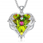 Angel Wings Heart Swarovski Crystal PendantNecklaceSilver Olive