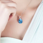 Fashion Sea Blue Aquamarine Pendant NecklaceNecklace