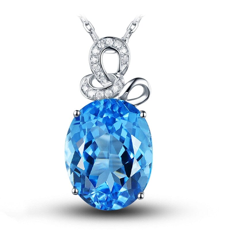 Fashion Sea Blue Aquamarine Pendant NecklaceNecklace