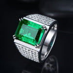 Vintage Square Simulated Emerald Silver RingRing8