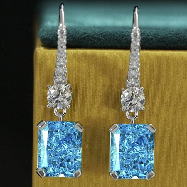 Elegant Aquamarine Citrine Moissanite Drop Dangle Earrings