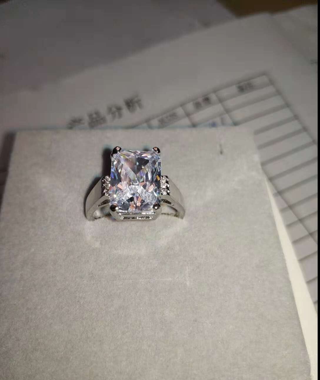 Luxury Created Aquamarine Gemstone Ring6White