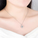 Moissanite Crystal Round Flower NecklaceNecklace