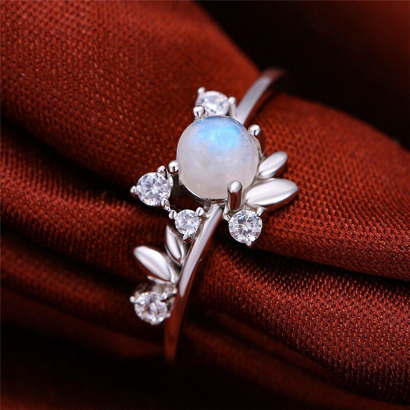 Minimalist Round Moonstone Ring - 100% 925 Sterling Silver