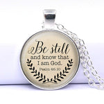 WWJD Bible Verse Necklace Be Still and Know That I am God Pendant Psalm 46:10 QuoteSilver Plated