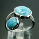Round Natural Larimar Ring - 925 Sterling SilverRing6Blue
