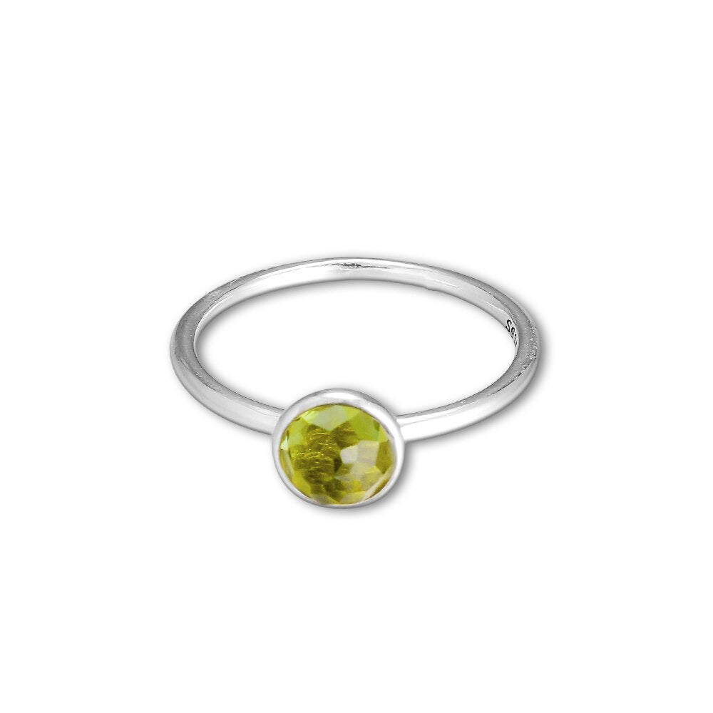 August Birthstone Droplet Peridot Ring - 100% 925 Sterling Silver