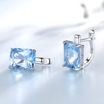 Luxury 8.0ct Sky Blue Topaz Gemstone Clip On Earrings