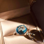 Sky Blue Cubic Zircon Fashion Big Stone Ring6Blue