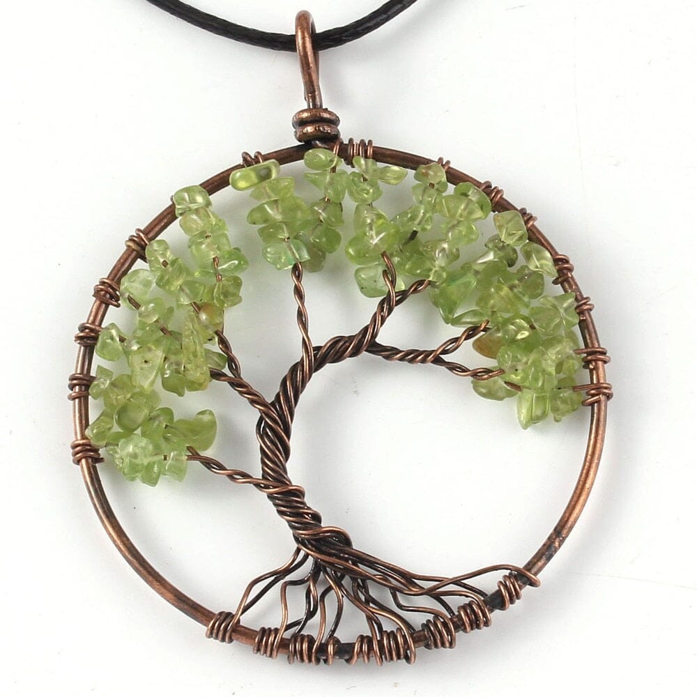 Handmade Peridot Stones Tree Of Life NecklaceNecklace