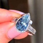 Personality Blue Water Drop Shaped Aquamarine Ring6