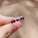 5 Pieces Natural Ruby 925 Sterling Silver RingRingRed12.5